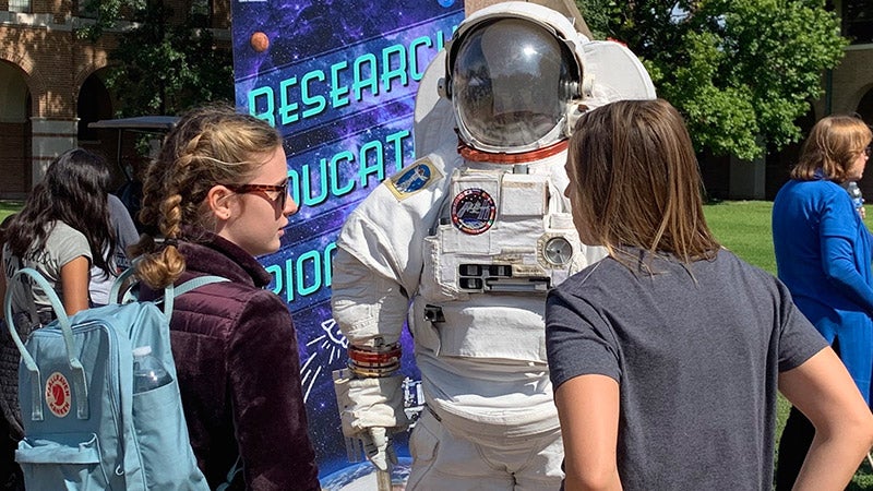 Girls at the STEM festival inquired about how to apply to be an astronaut.