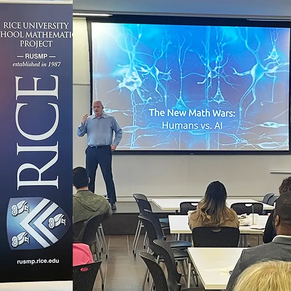 Nigel Nisbet, the keynote speaker at RUSMP’s spring networking conference, presents to attendees.