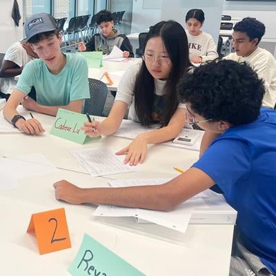 classroom of students at tables