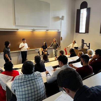 students presenting to a classroom