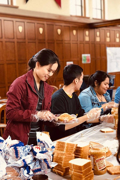 Rice students gather once a month to make peanut butter and jelly sandwiches